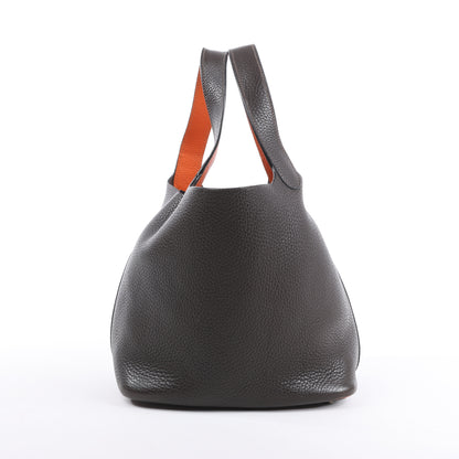 HERMES Picotan 22 MM Eclat Taurillon Clemence Chocolate x orange Silver Metal Fittings □I: 2005