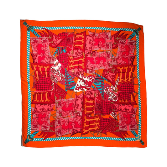 Hermès "Etendards et Bannieres" Cashmere & Silk Scarf in Orange