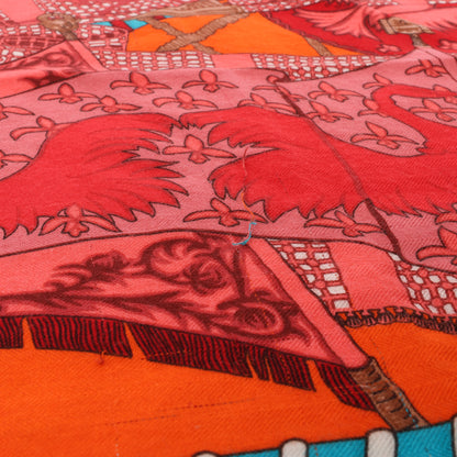 Hermès "Etendards et Bannieres" Cashmere & Silk Scarf in Orange