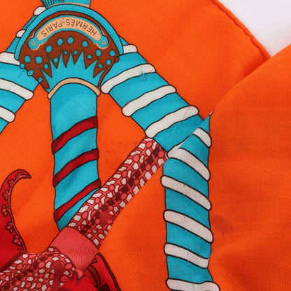 Hermès "Etendards et Bannieres" Cashmere & Silk Scarf in Orange