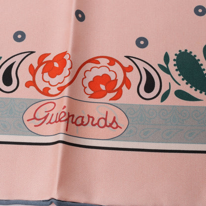 Hermès Double Face 90 "Cheetah Bandana" 100% Silk Scarf in Pink x Orange