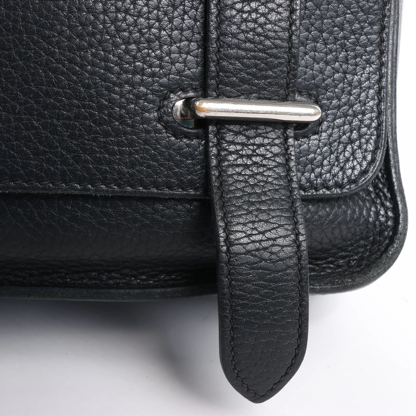 HERMES Steve Caporal 27 Taurillon Clemence in Schwarz und Silber Metallbeschläge Umhängetasche X: 2016