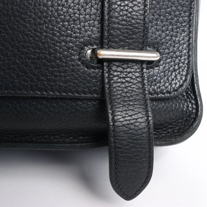 HERMES Steve Caporal 27 Taurillon Clemence in Schwarz und Silber Metallbeschläge Umhängetasche X: 2016