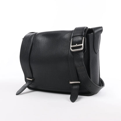 HERMES Steve Caporal 27 Taurillon Clemence in Schwarz und Silber Metallbeschläge Umhängetasche X: 2016