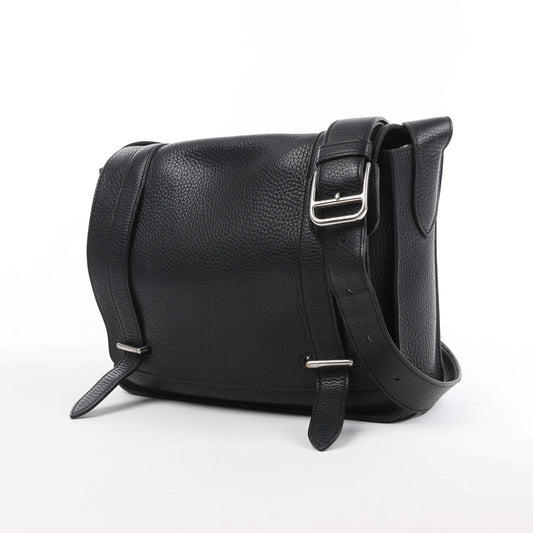 HERMES Steve Caporal 27 Taurillon Clemence in Schwarz und Silber Metallbeschläge Umhängetasche X: 2016