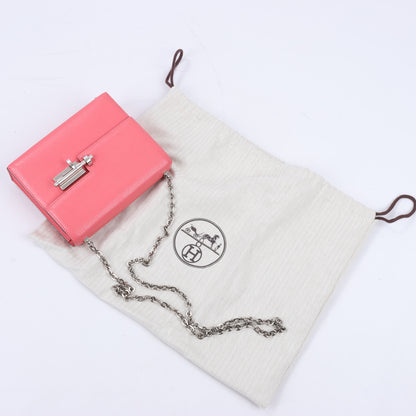 HERMES Verrou Chain Mini Chèvre Mysore Rose Ete Umhängetasche Silberne Metallbeschläge C: 2018