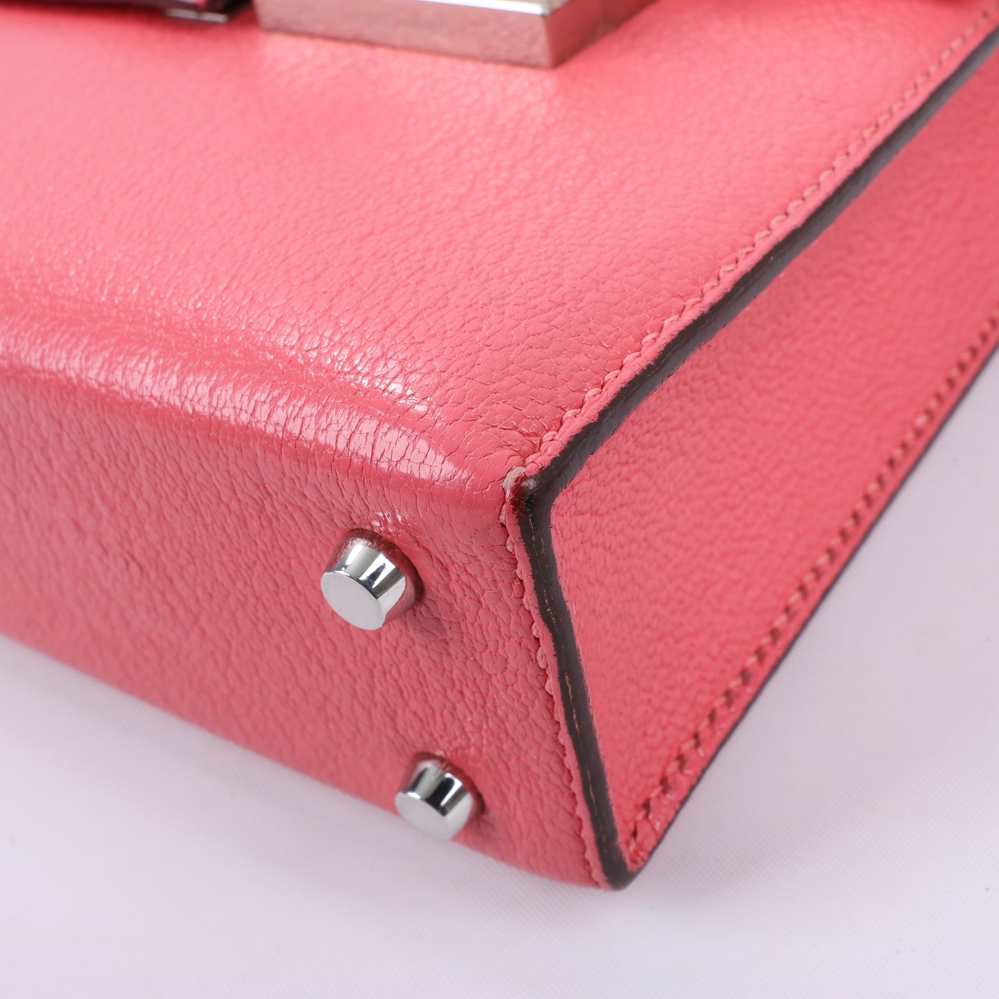 HERMES Verrou Chain Mini Chèvre Mysore Rose Ete Umhängetasche Silberne Metallbeschläge C: 2018