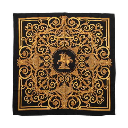 Hermès Carré 90 "LES TUILERIES" 100% Silk Scarf in Black x Gold