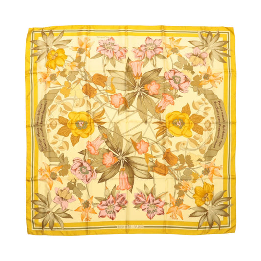 Hermes Carré 90 "Fleurs d'Hellade" 100% Silk Scarf