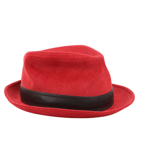 Hermes Cord-Fedora-Hut in Rot