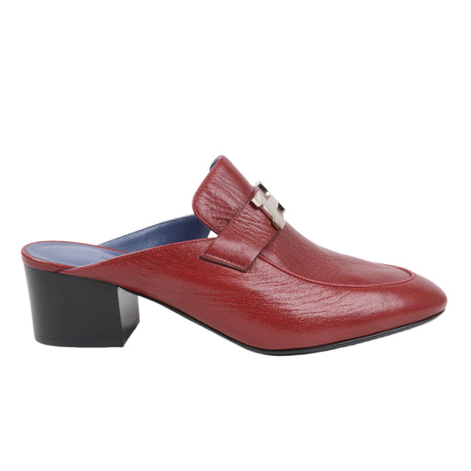 Hermes Paradis Leder Pantolette Constance in Burgund, Größe 37,5 EU