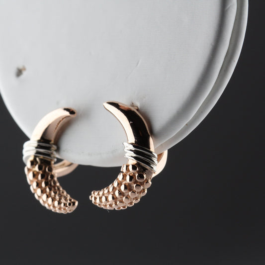 Vintage 14k Pink Gold Moons Earrings