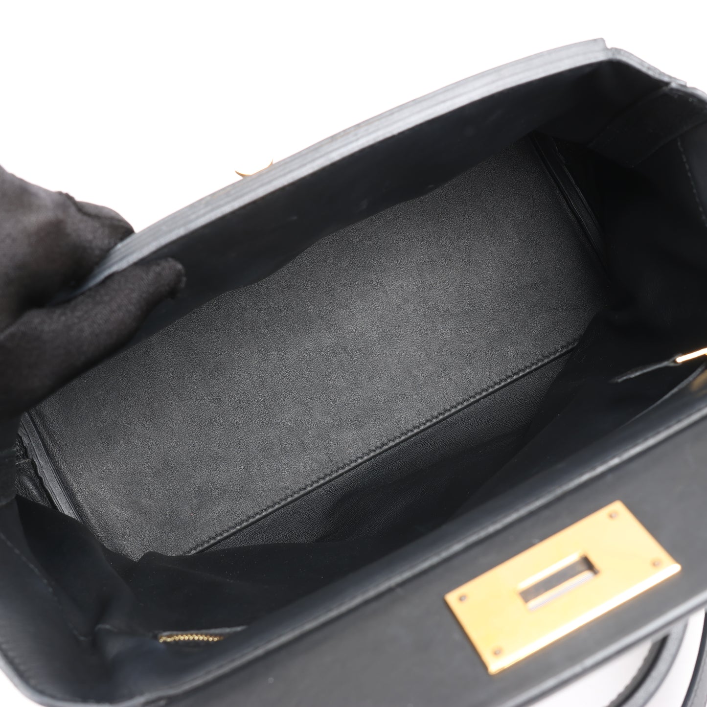 HERMES 24/24 29 Togo Lederhandtasche in Schwarz und Gold Metallbeschläge T: 2019