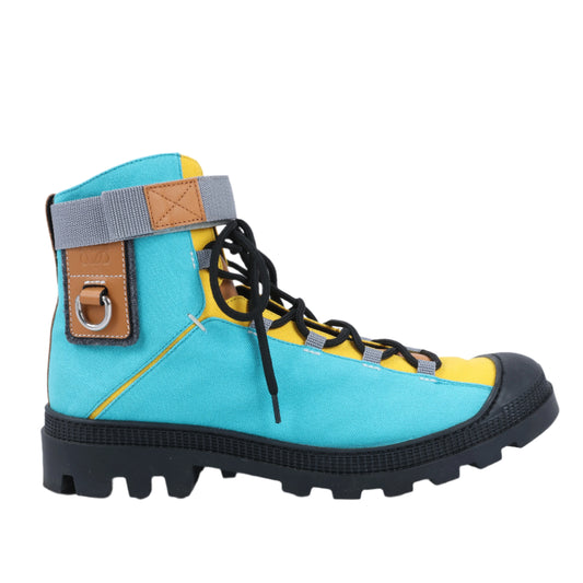 LOEWE Anagram 20SS Kurze Stiefel aus Canvas und Leder, 44 EU, Mehrfarbig