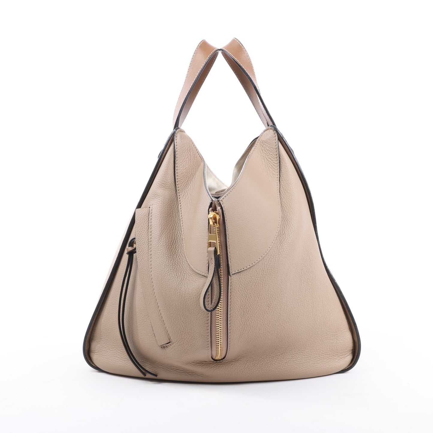 LOEWE – Kleine 2-Wege-Handtasche aus Hängemattenleder in Beige
