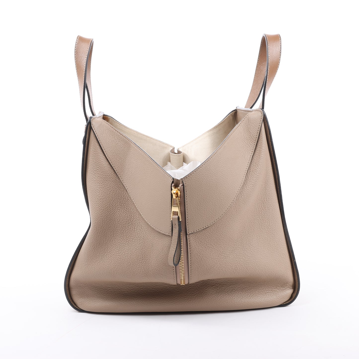 LOEWE – Kleine 2-Wege-Handtasche aus Hängemattenleder in Beige