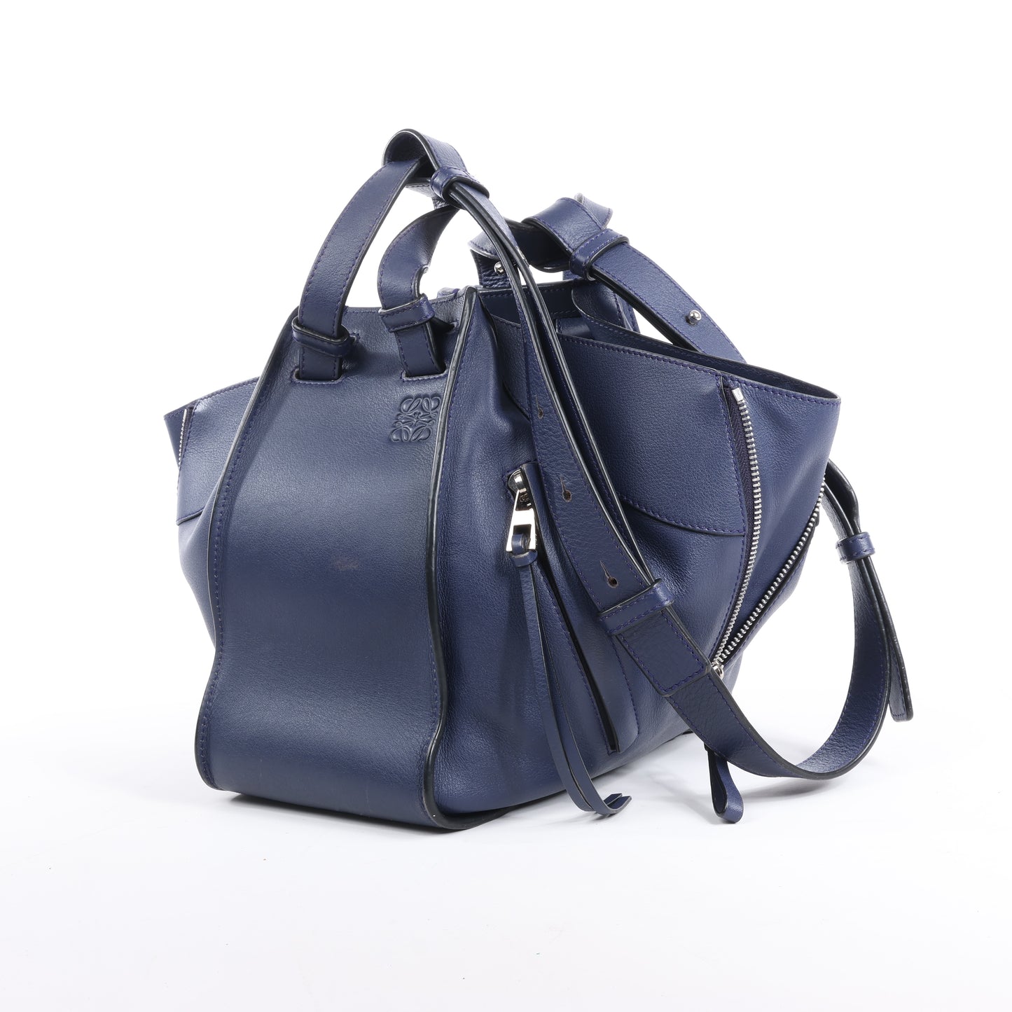 LOEWE – Hammock – Kleine 2-Wege-Handtasche aus Leder in Marineblau