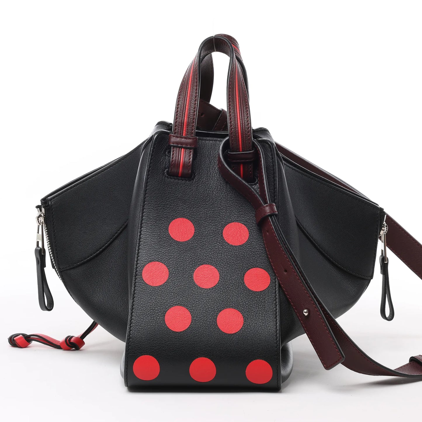 LOEWE Hammock Kleine 2-Wege-Handtasche aus Leder in Schwarz x Rot