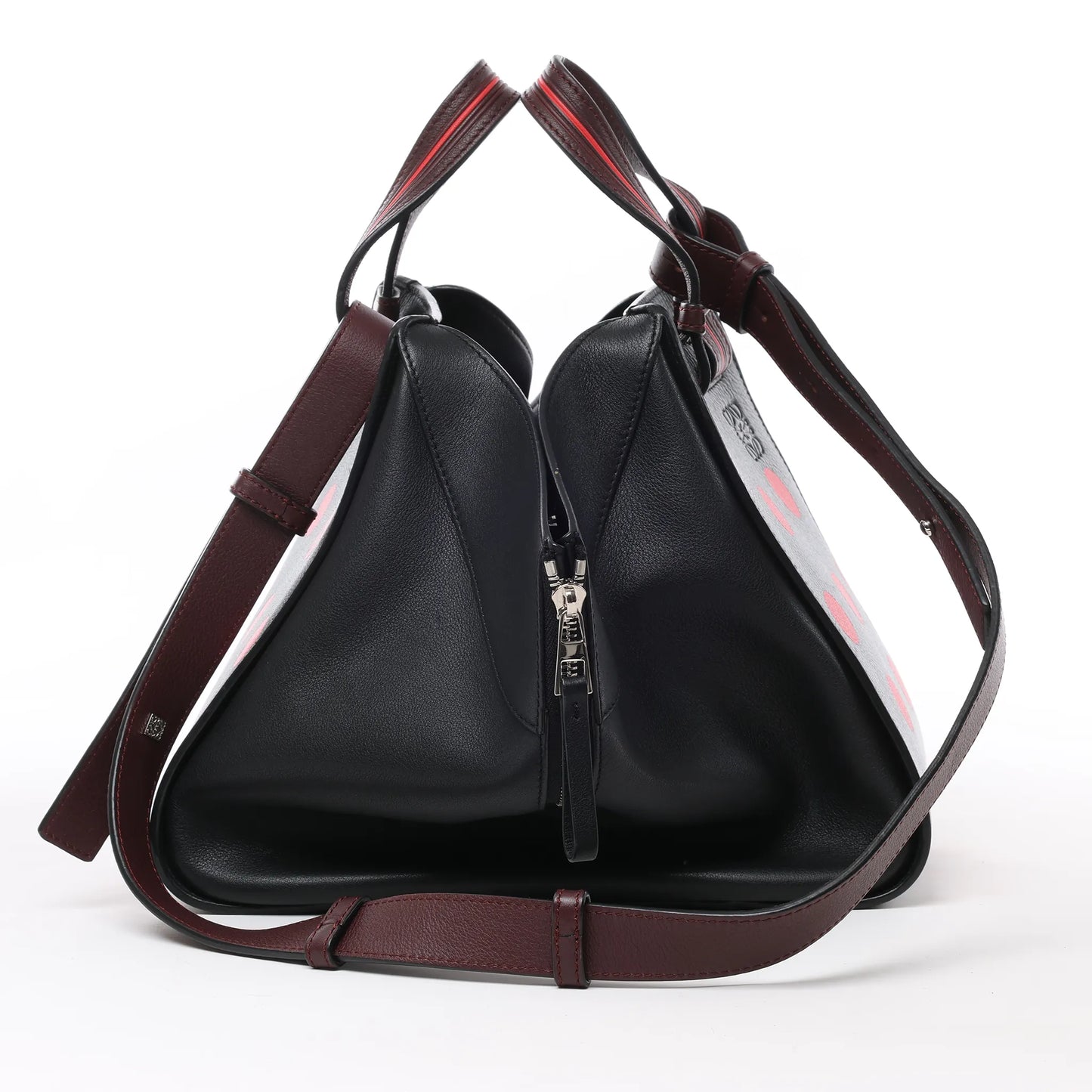 LOEWE Hammock Kleine 2-Wege-Handtasche aus Leder in Schwarz x Rot