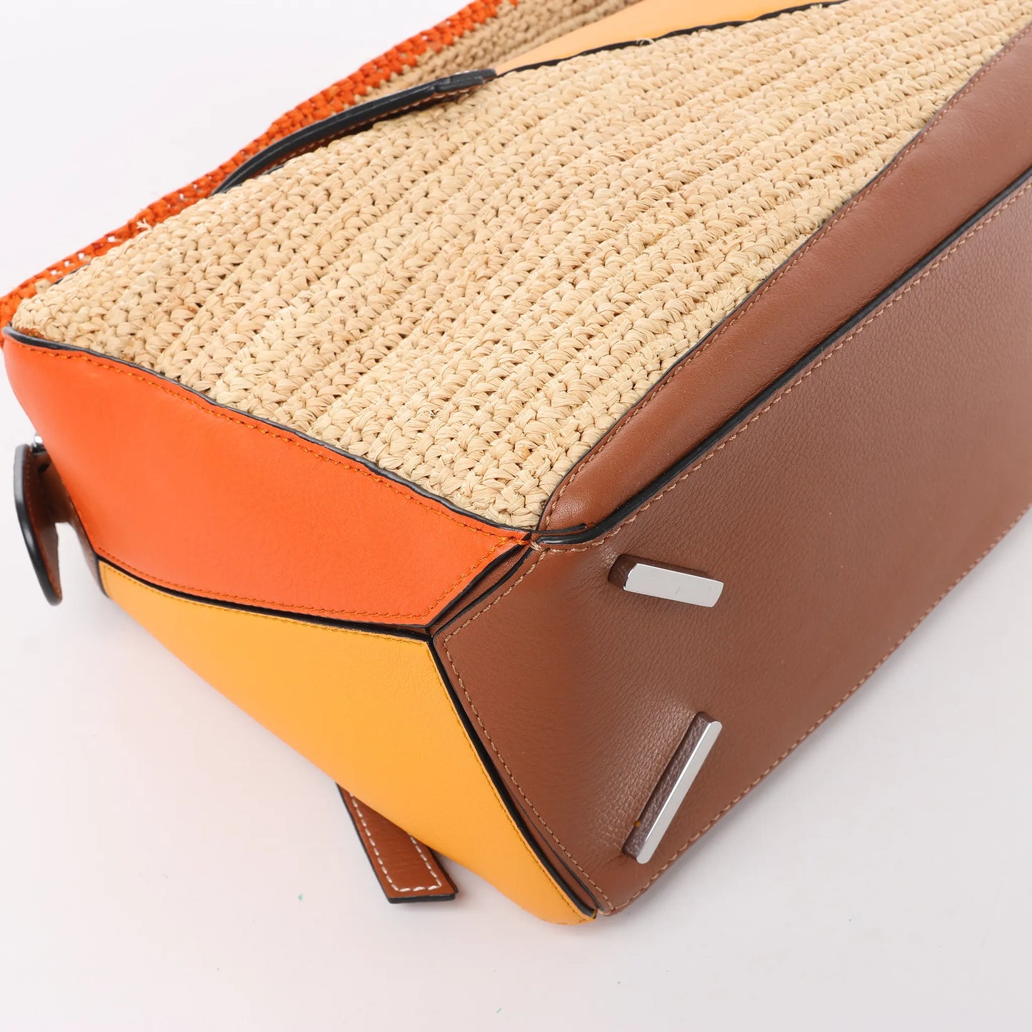 LOEWE Puzzle Medium Raffa x Leder 2Way Handtasche in Orange x Braun x Beige