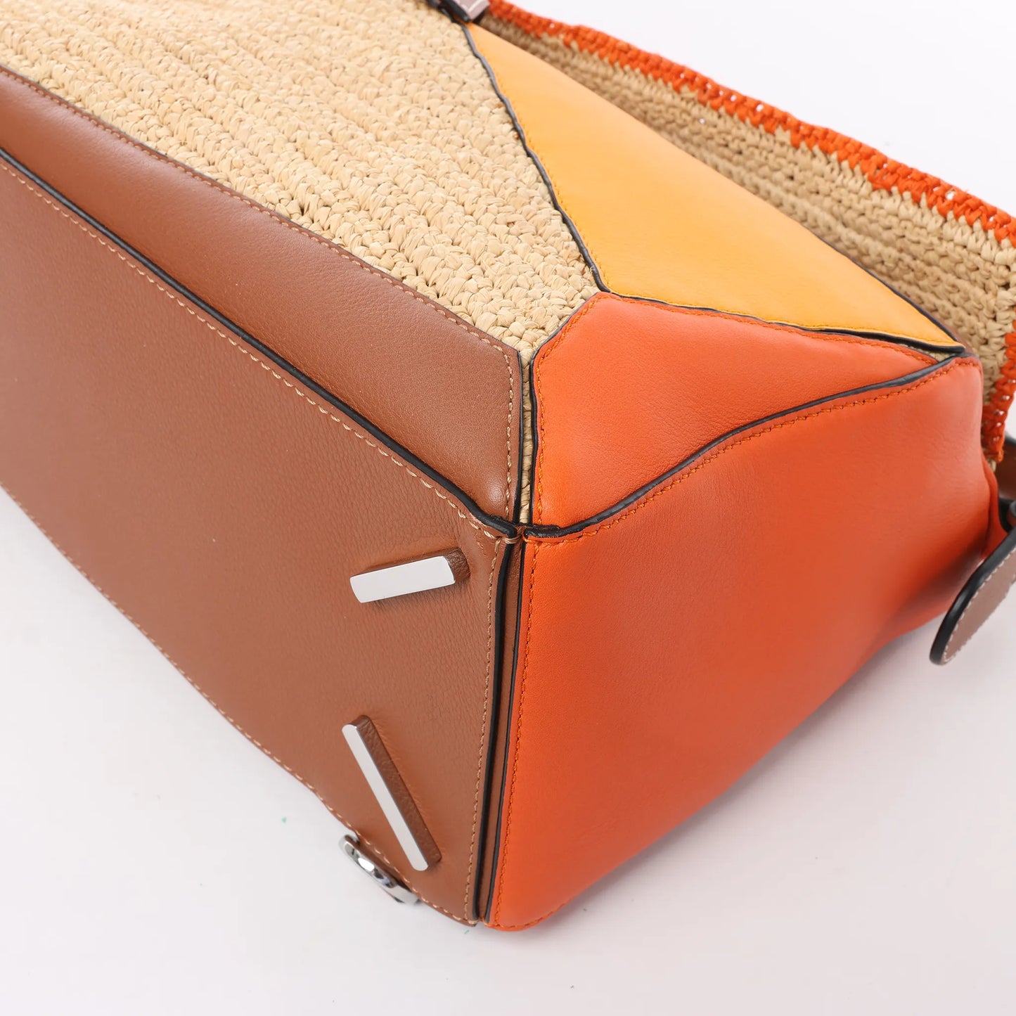 LOEWE Puzzle Medium Raffa x Leder 2Way Handtasche in Orange x Braun x Beige