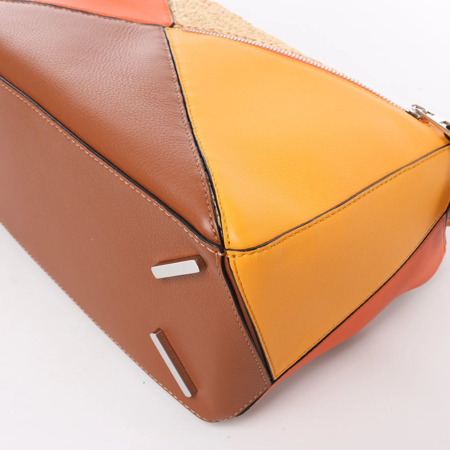 LOEWE Puzzle Medium Raffa x Leder 2Way Handtasche in Orange x Braun x Beige