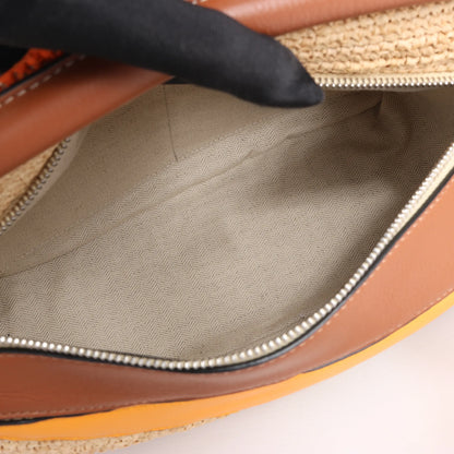 LOEWE Puzzle Medium Raffa x Leder 2Way Handtasche in Orange x Braun x Beige