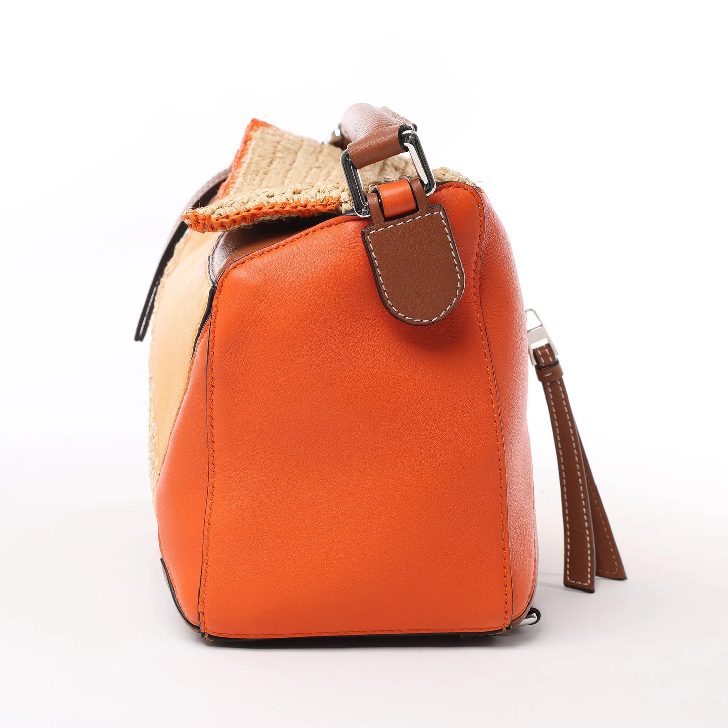LOEWE Puzzle Medium Raffa x Leder 2Way Handtasche in Orange x Braun x Beige