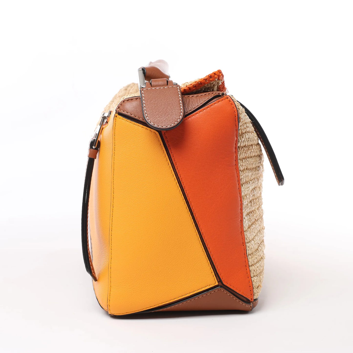 LOEWE Puzzle Medium Raffa x Leder 2Way Handtasche in Orange x Braun x Beige