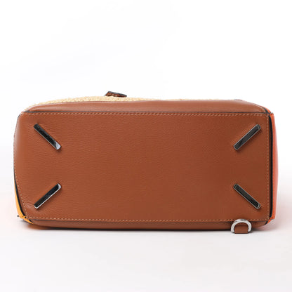 LOEWE Puzzle Medium Raffa x Leder 2Way Handtasche in Orange x Braun x Beige