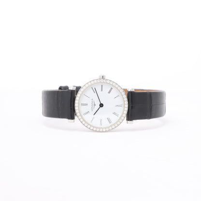 Longines Grand Classic L4.241.0 45958384 SS & Leather QZ White Dial Watch