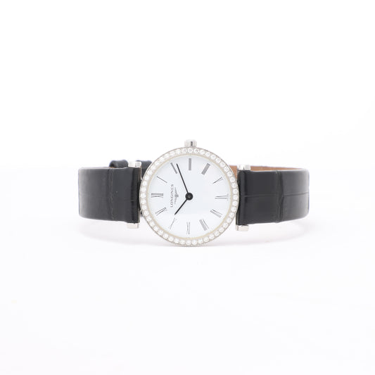 Longines Grand Classic L4.241.0 45958384 SS & Leather QZ White Dial Watch