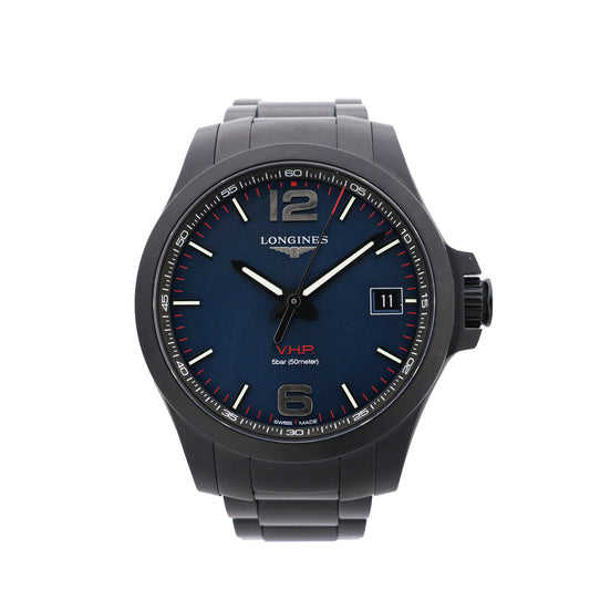 Longines Conquest L3.716.2.96.6 46907518 SS QZ Uhr mit blauem Zifferblatt