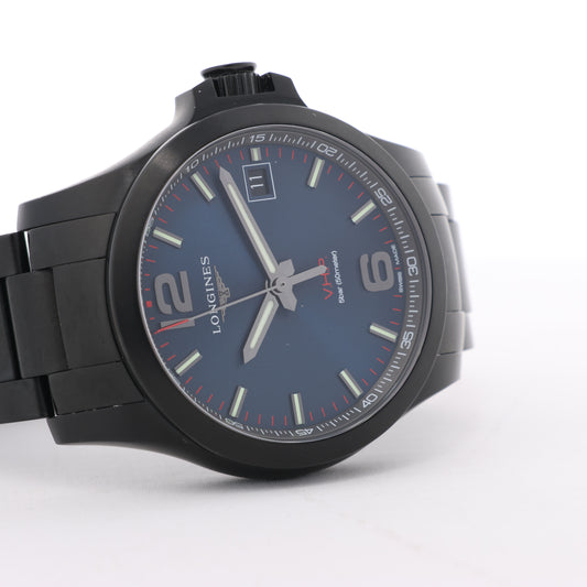 Longines Conquest L3.716.2.96.6 46907518 SS QZ Uhr mit blauem Zifferblatt