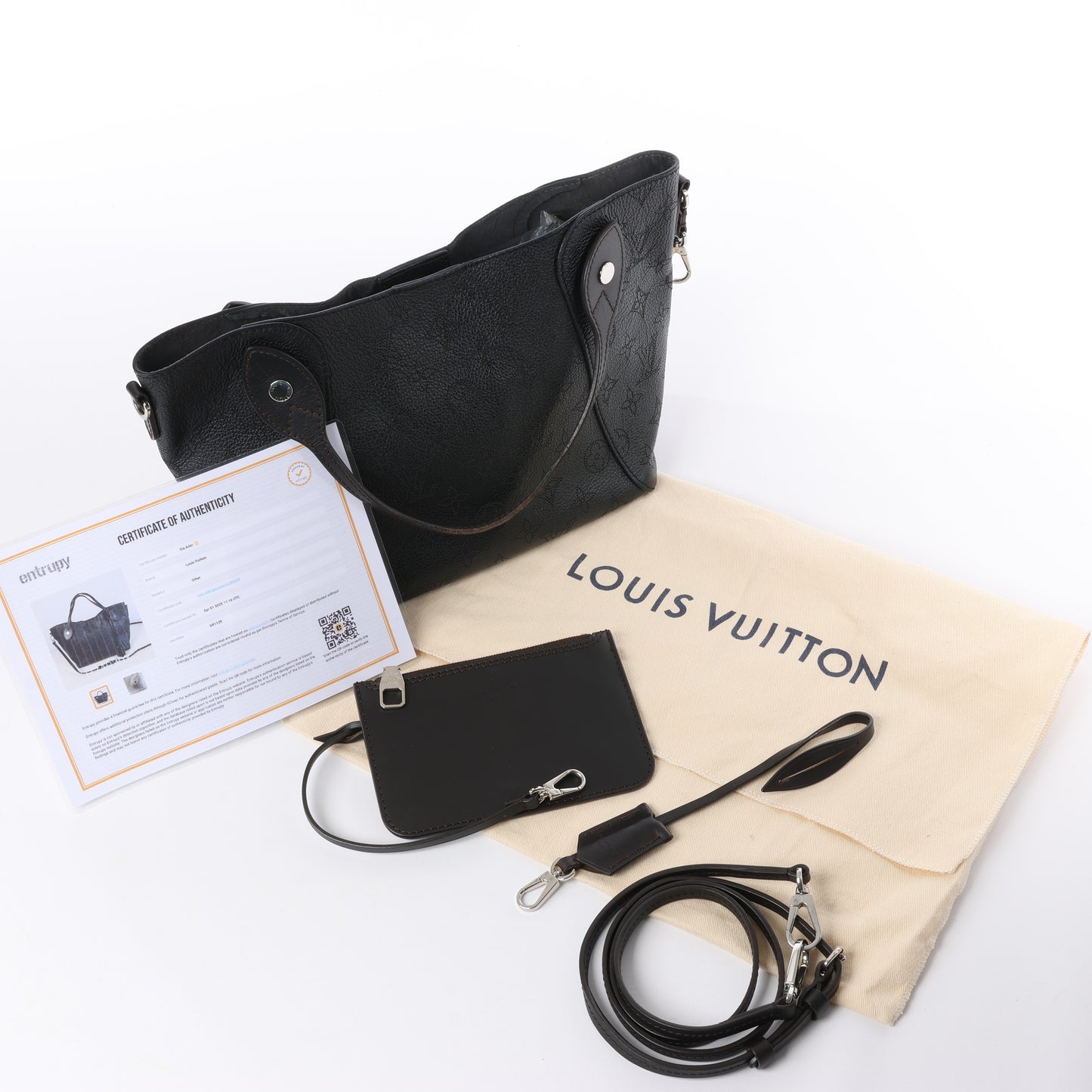 Louis Vuitton Hina Monogram Mahina Leder-Umhängetasche in Schwarz M54350