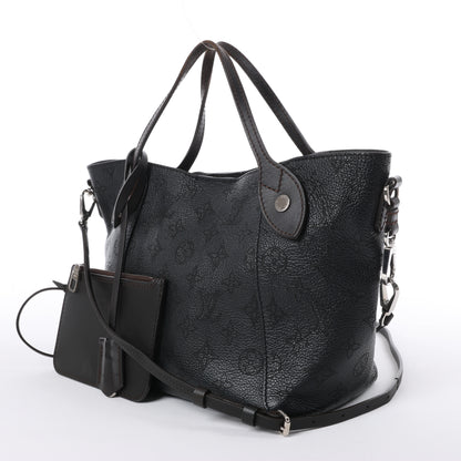 Louis Vuitton Hina Monogram Mahina Leder-Umhängetasche in Schwarz M54350