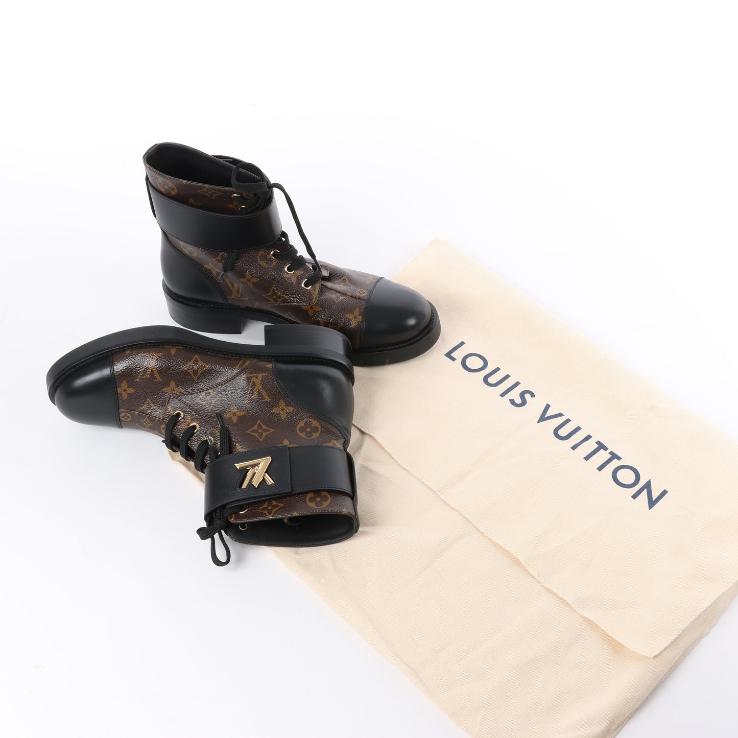Bottines Louis Vuitton Wonderland Line 21 ans en toile et cuir, noir et marron, NL0271, pointure 40.