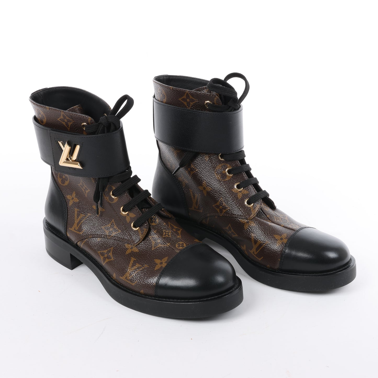 Bottines Louis Vuitton Wonderland Line 21 ans en toile et cuir, noir et marron, NL0271, pointure 40.