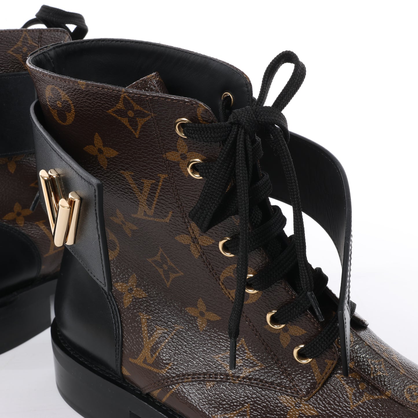 Bottines Louis Vuitton Wonderland Line 21 ans en toile et cuir, noir et marron, NL0271, pointure 40.