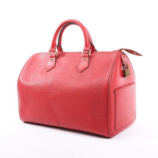 Sac à main Louis Vuitton Speedy 30 en cuir épi rouge M43007