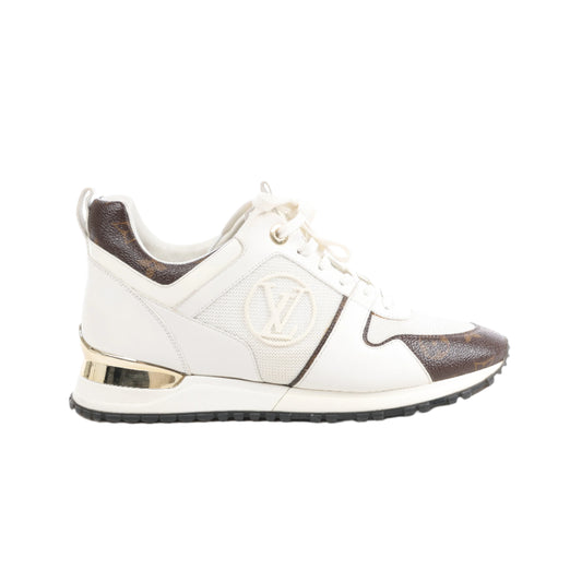 Louis Vuitton Run Away Sneakers aus Mesh und Monogram Canvas in Weiß/Braun, Größe 38,5 EU