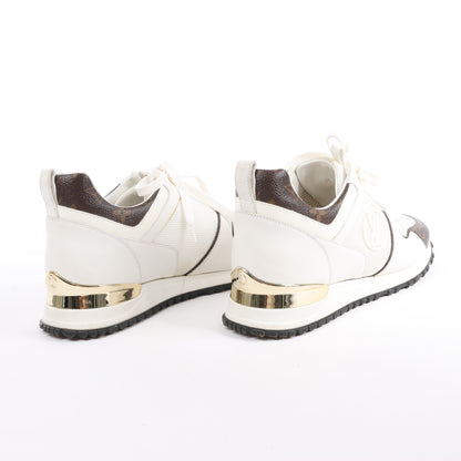 Louis Vuitton Run Away Sneakers aus Mesh und Monogram Canvas in Weiß/Braun, Größe 38,5 EU