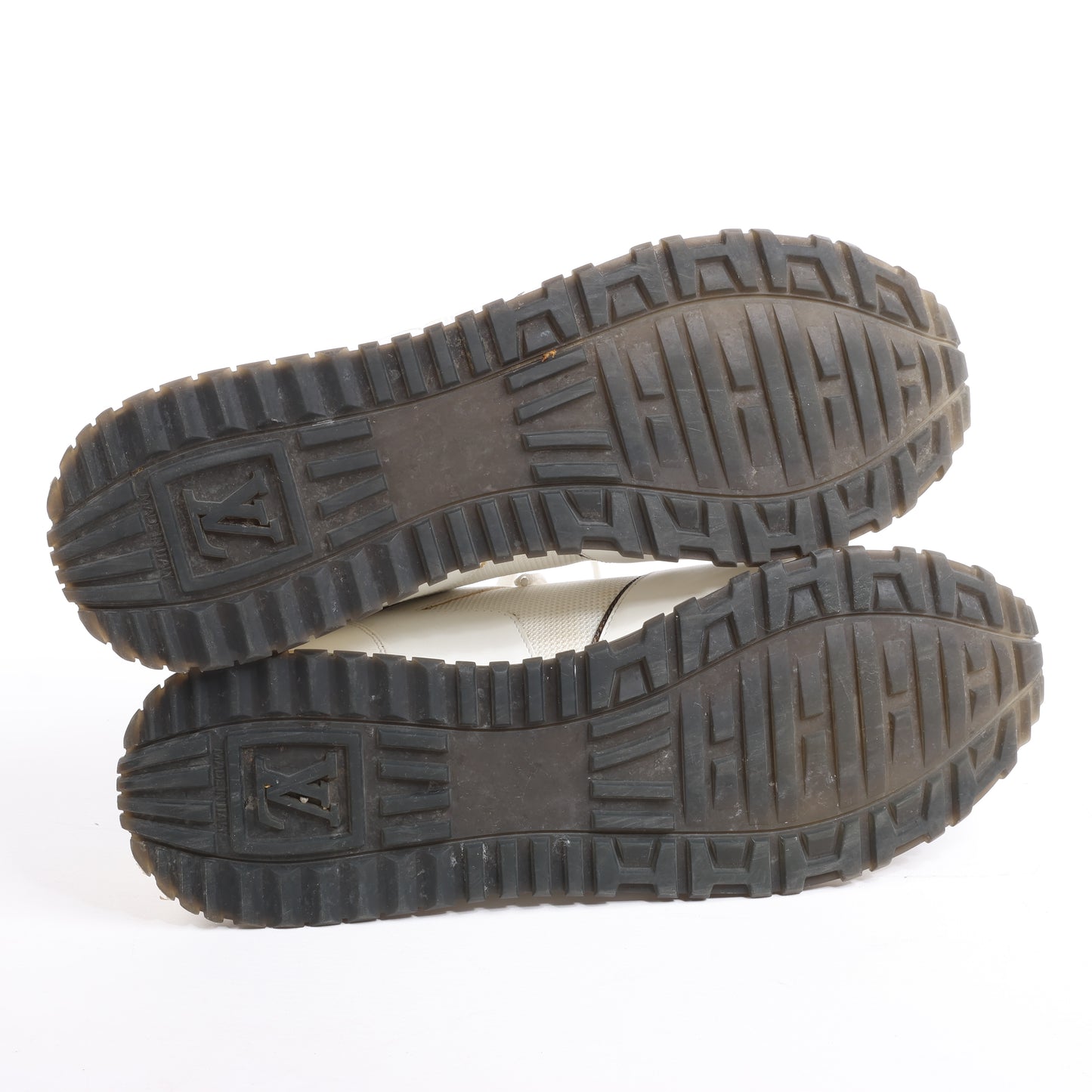Louis Vuitton Run Away Sneakers aus Mesh und Monogram Canvas in Weiß/Braun, Größe 38,5 EU