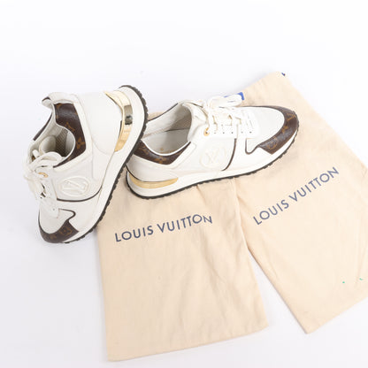 Louis Vuitton Run Away Sneakers aus Mesh und Monogram Canvas in Weiß/Braun, Größe 38,5 EU