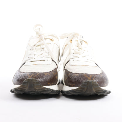 Louis Vuitton Run Away Sneakers aus Mesh und Monogram Canvas in Weiß/Braun, Größe 38,5 EU
