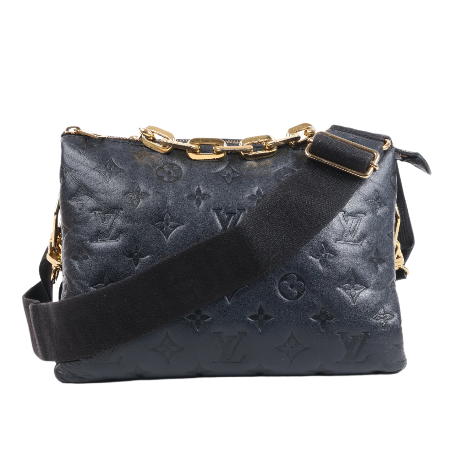 Louis Vuitton Coussin PM 2Way-Umhängetasche mit Monogrammprägung in Schwarz M57790