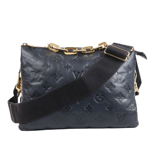 Louis Vuitton Coussin PM 2Way-Umhängetasche mit Monogrammprägung in Schwarz M57790
