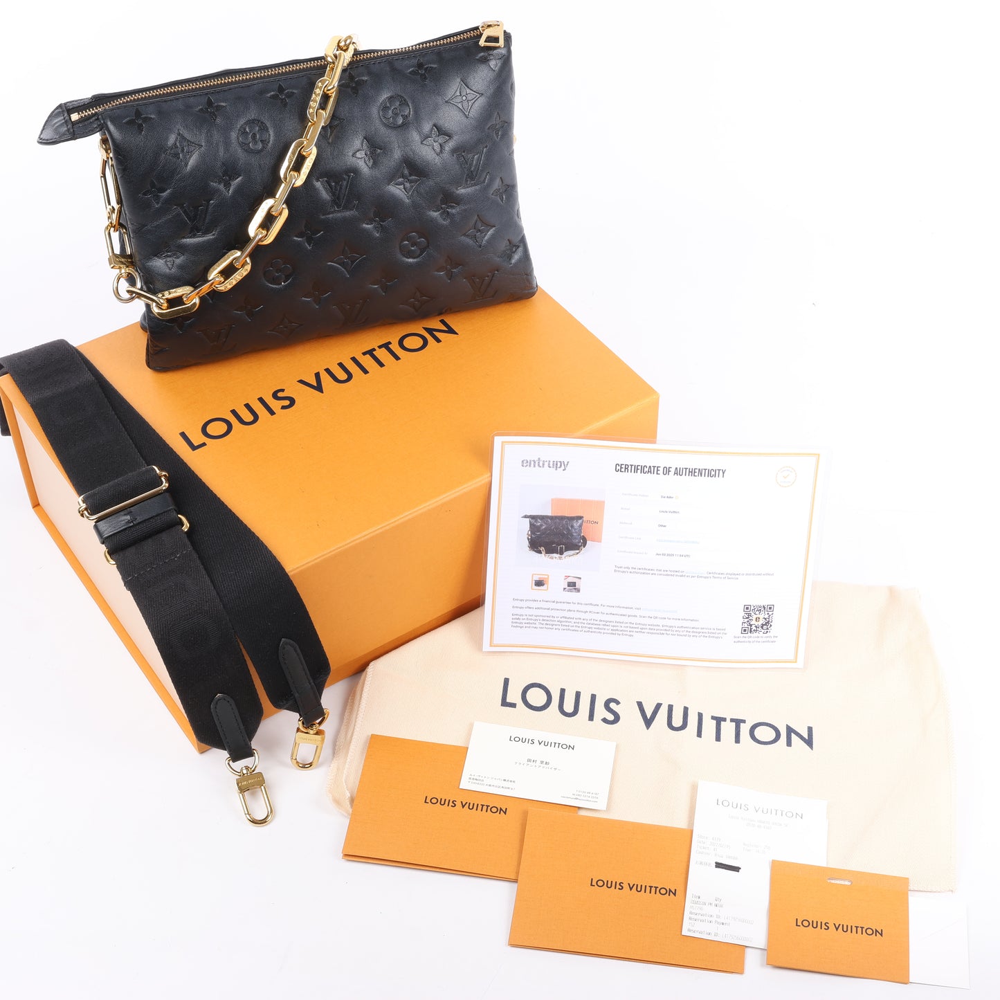 Louis Vuitton Coussin PM 2Way-Umhängetasche mit Monogrammprägung in Schwarz M57790