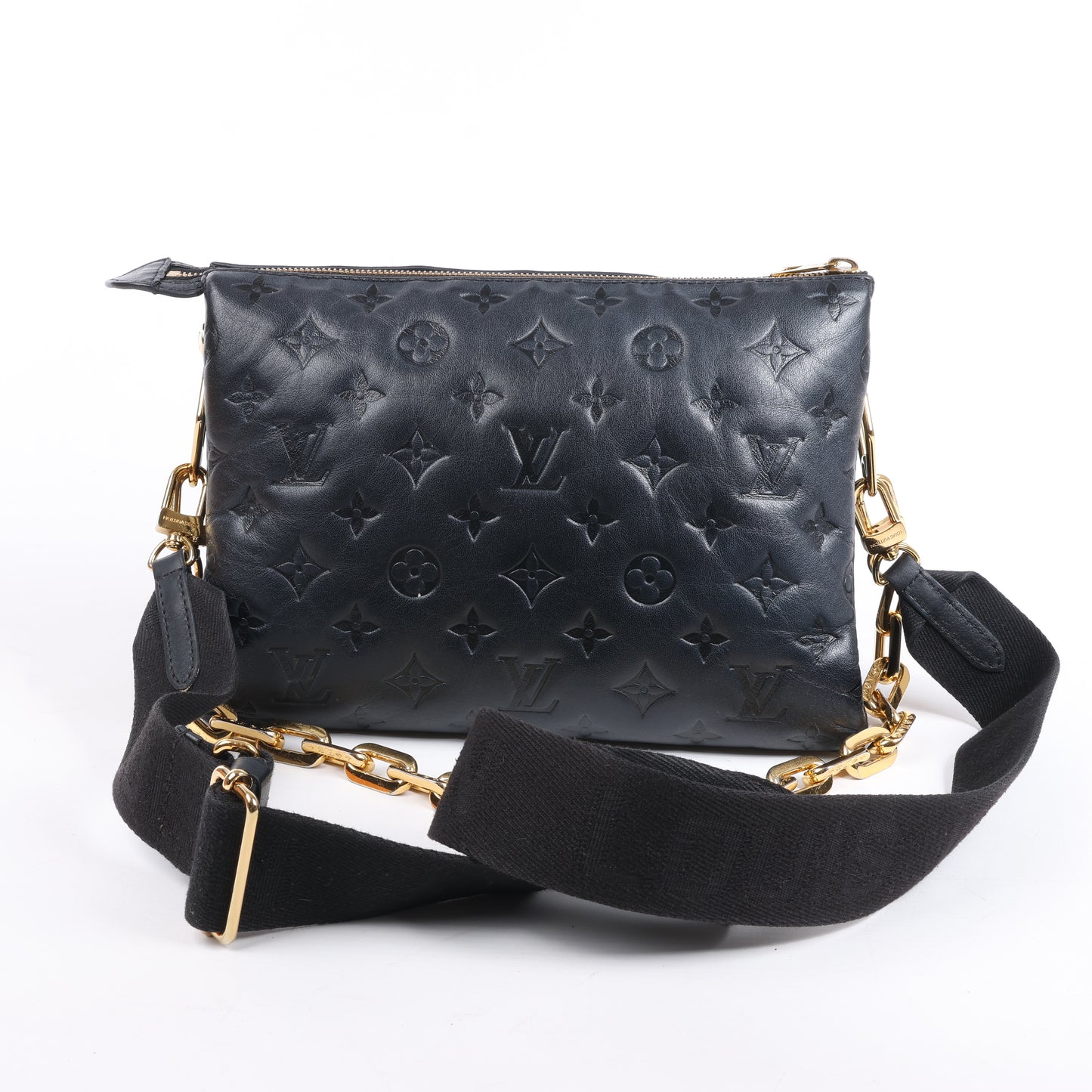 Louis Vuitton Coussin PM 2Way-Umhängetasche mit Monogrammprägung in Schwarz M57790