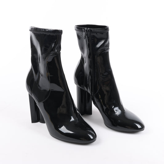 Louis Vuitton Silhouette Lines Lackleder-Stiefeletten in Schwarz BR0137, Größe 37,5 EU
